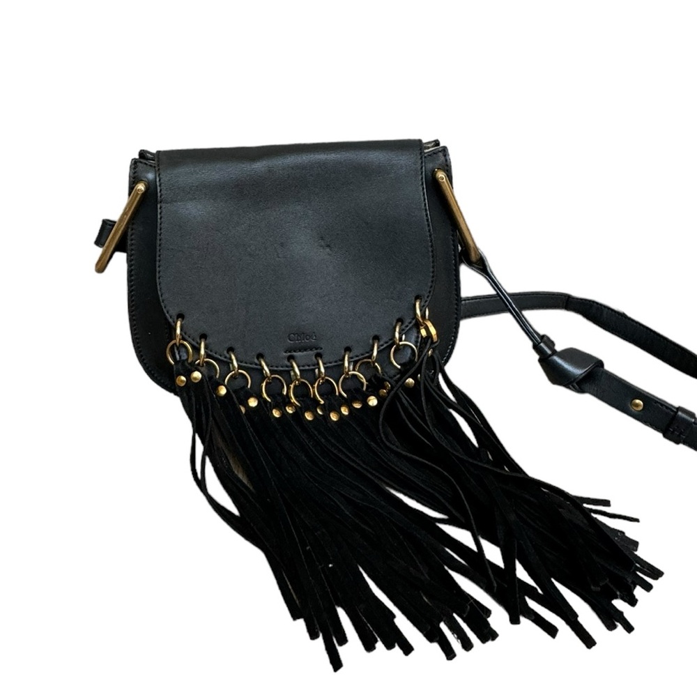 100% AUTHENTIC Chloe black suede crossbody handbag with fringe, black Chloe bag